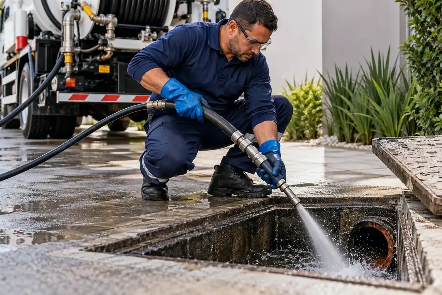 Profissional inspecionando tubulação com câmera em Açailândia.