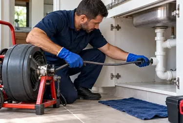 Técnico usando câmera para verificar tubulação em Açailândia.
